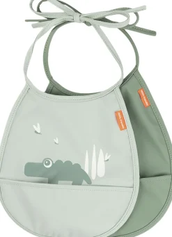 Børn Done by Deer Mini hagesmæk m/lomme 2 stk. Croco Grøn