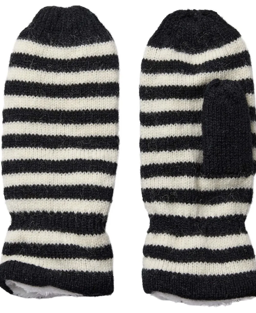 Magasin du Nord Collection Minne 1S Knitted Mittens Black / white stripe Outlet