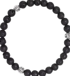 6mm Lava Stone Bracelet with Silver Balls>Nialaya Sale