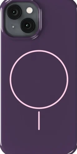 HoldIt Mono Case Magsafe iPhone 15/14/13 Deep Plum/Pink Lyser&oslash;d
