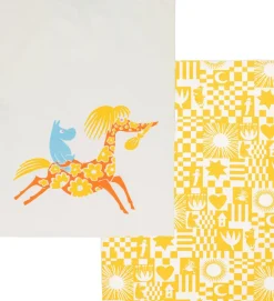 Moomin Arabia 50x70cm viskestykkesæt Fest gul GOTS Discount