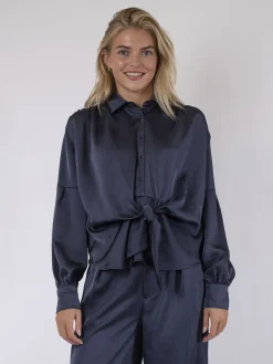 Neo Noir Naja Satin Shirt Midnight blue Outlet