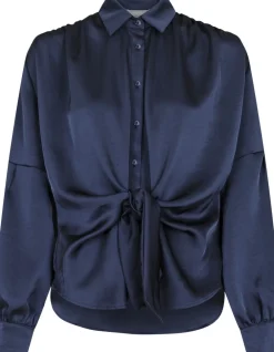 Neo Noir Naja Satin Shirt Midnight blue Outlet