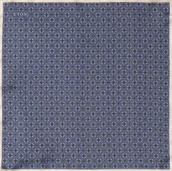 Navy Blue Geometric Silk Pocket Square>ETON