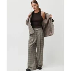 2NDDAY 2ND Mylos - Checked Suiting Taupe gray Clearance