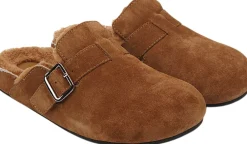 Lovelies NESSO - SKIN MULES WITH ADJUSTABLE BUCKET Dark tan