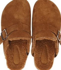 Lovelies NESSO - SKIN MULES WITH ADJUSTABLE BUCKET Dark tan