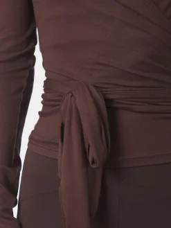 Neo Noir Nia Jersey Wrap Blouse Chocolate brown Online