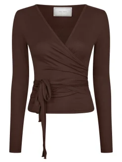 Neo Noir Nia Jersey Wrap Blouse Chocolate brown Online