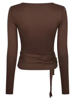 Neo Noir Nia Jersey Wrap Blouse Chocolate brown Online