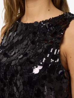 Noisy may NMELVA S/L DETAIL SEQUIN TOP WVN Black/black lace Clearance