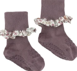 GoBabyGo Non-slip socks - Bamboo / Liberty Misty plum / donn Outlet