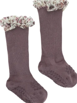GoBabyGo Non-slip socks - Bamboo / Liberty Misty plum / donn Outlet