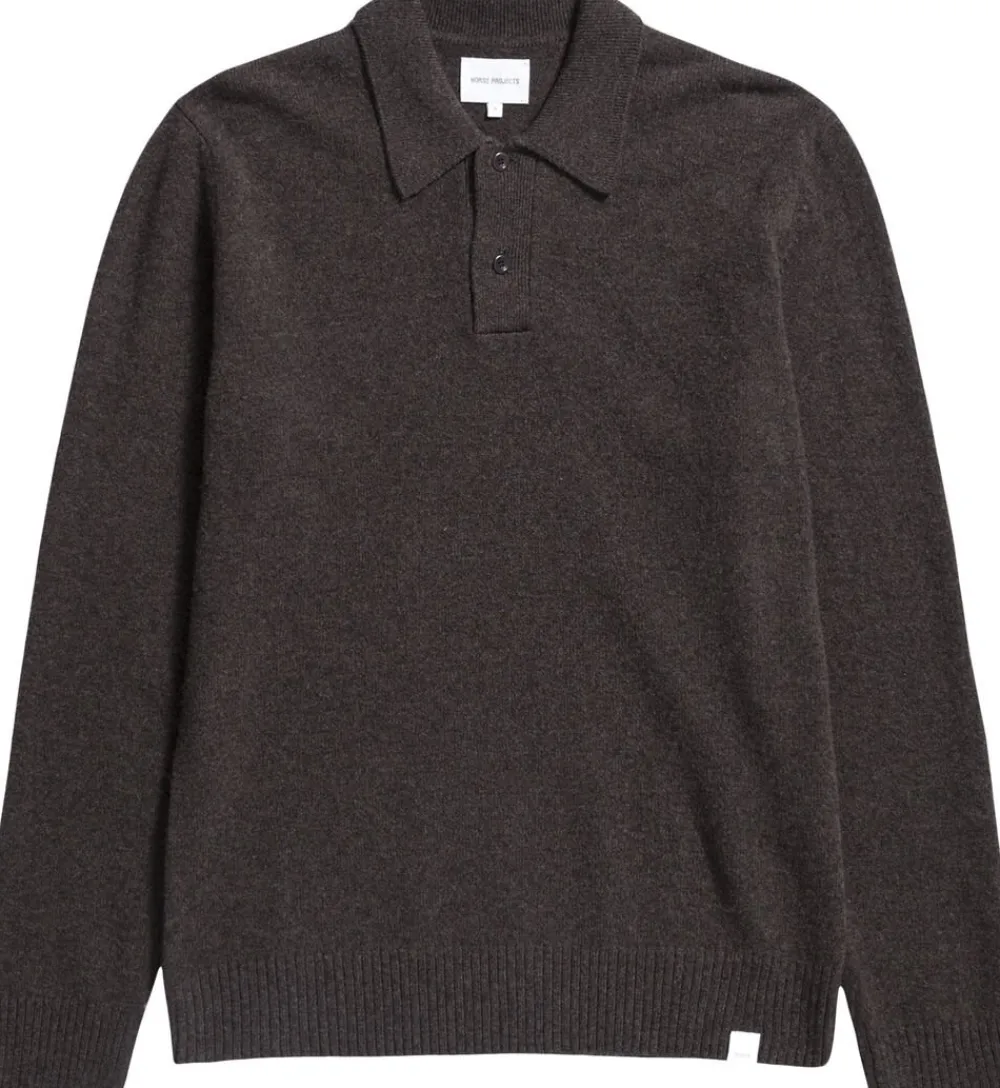 Norse Projects Norse Standard Merino Lambswool Polo Heathland brown Sale