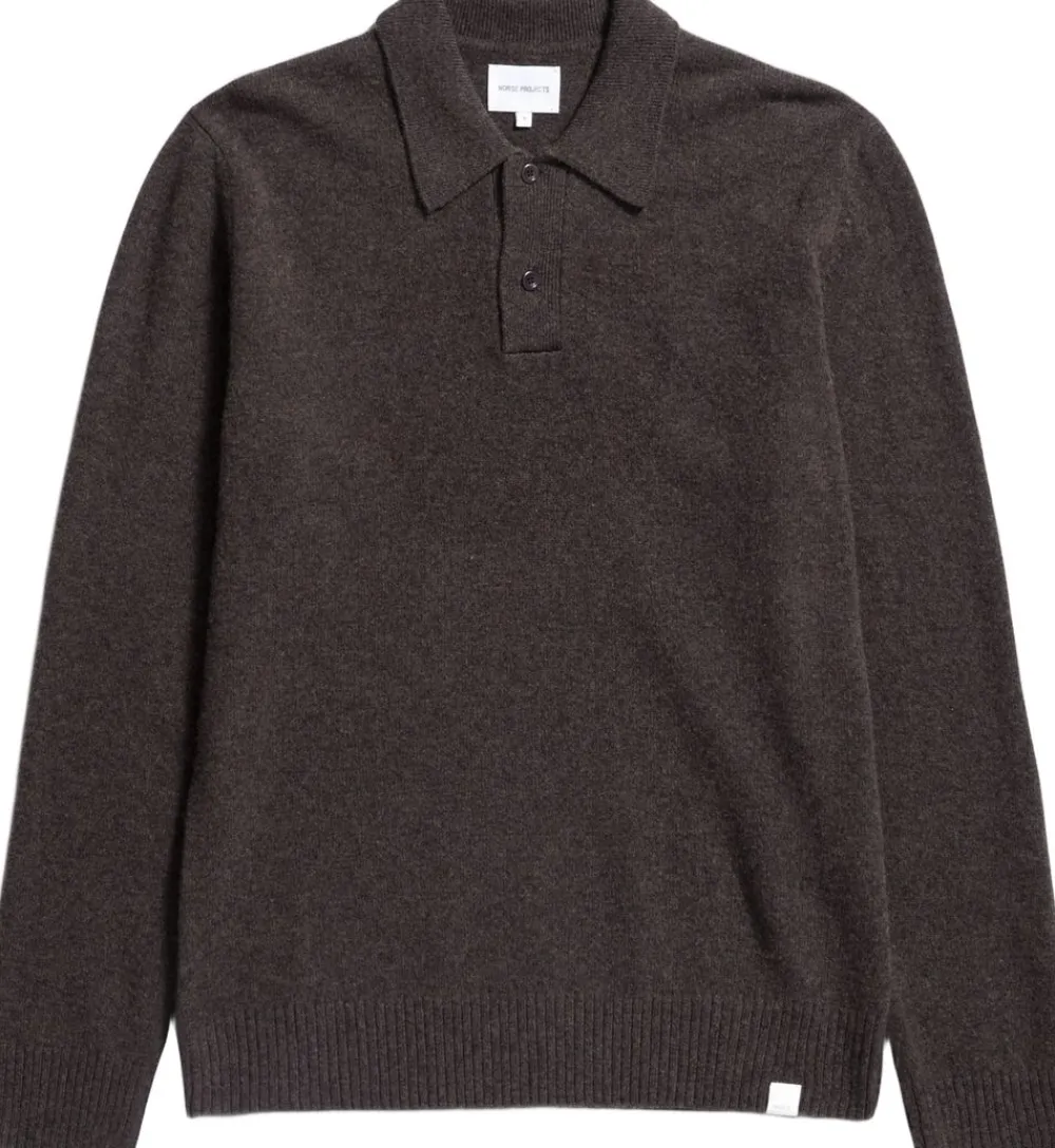Norse Projects Norse Standard Merino Lambswool Polo Heathland brown Sale