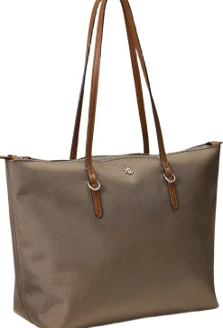 Lauren Ralph Lauren Nylon Medium Keaton Tote Bag Taupe brown/lauren tan New