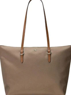 Lauren Ralph Lauren Nylon Medium Keaton Tote Bag Taupe brown/lauren tan New