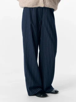 Object OBJLISA WIDE PANT AOP NOOS Sky captain/sandshell pinstripe New