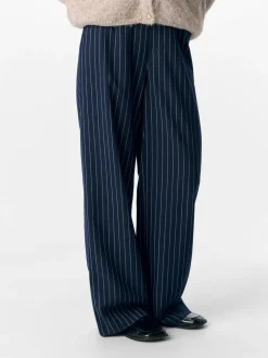 Object OBJLISA WIDE PANT AOP NOOS Sky captain/sandshell pinstripe New
