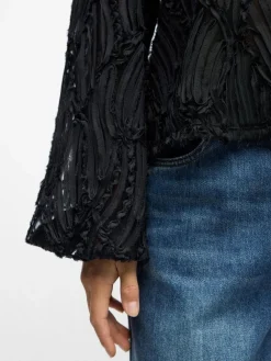 Object OBJLUCIE L/S RE O-NECK TOP NOOS Black New