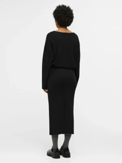 Object OBJREYNARD HW KNIT SKIRT NOOS Black New
