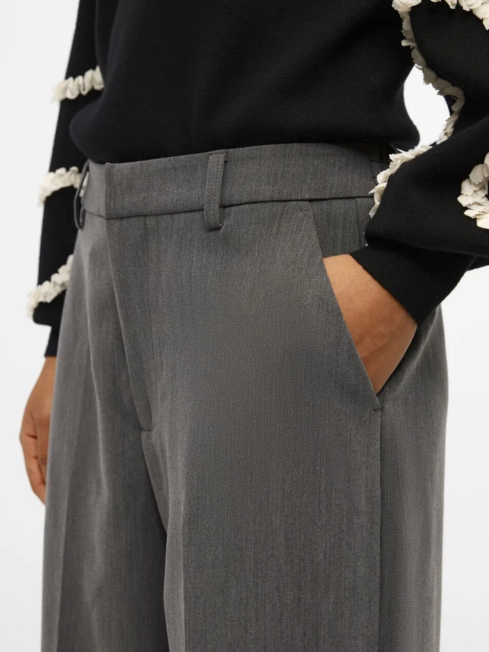 Object OBJSIGRID HW CASUAL PANT NOOS Medium grey melange Online