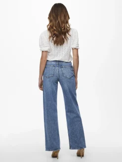 ONLY ONLJUICY LIFE HW WIDE LEG NOOS Medium blue denim/nas365 Clearance