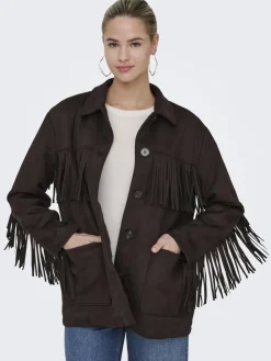 Dame ONLY ONLWILLA FRINGES FAUX SUEDE JACKET