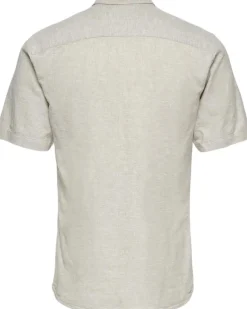 Only & Sons ONSCAIDEN LIFE SS SOLID LINEN SHIRT Chinchilla New