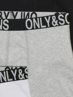 Only & Sons OSJFITZ WB BOLD LOGO BOXER 3PK. ACC Black/white/mgm/ black Discount