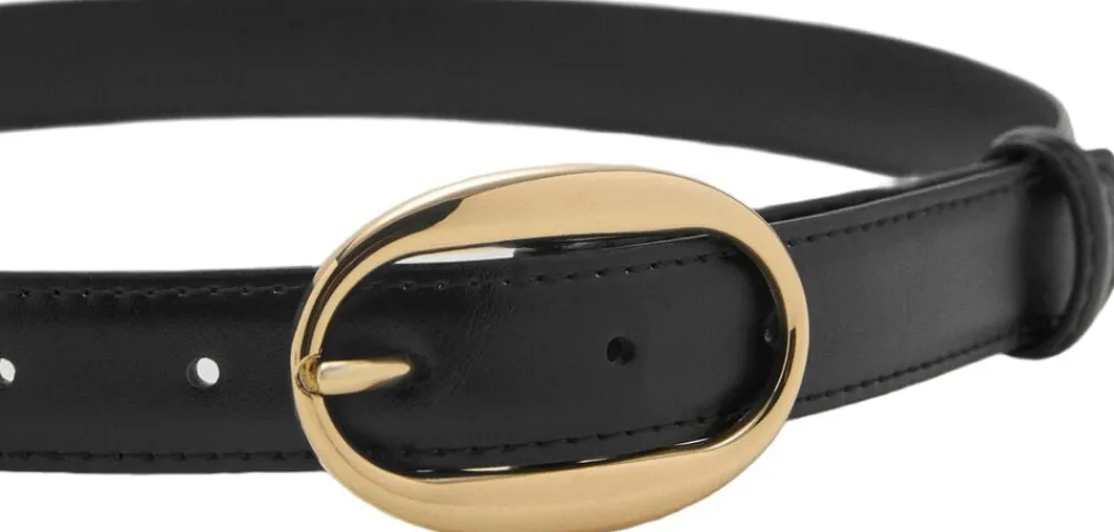 MANGO Oval buckle belt Black New