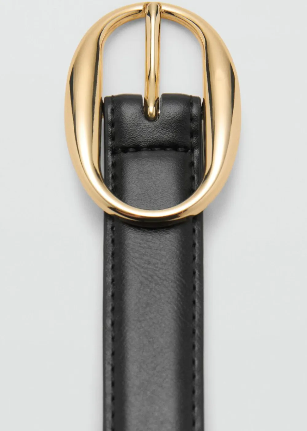 MANGO Oval buckle belt Black New