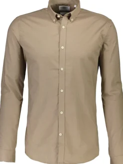 Lindbergh Oxford superflex shirt L/S Mid stone mix Outlet