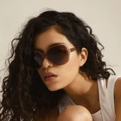 Pilgrim PARKER oversized retro sunglasses light brown Discount