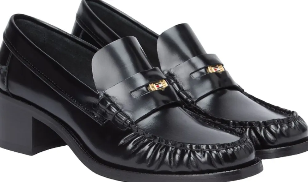 Dame Tommy Hilfiger Patent Leather Block Heel Loafers