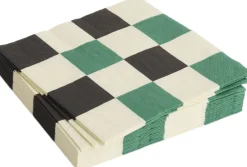 Hay Pattern Napkins-Set of 20 Lunch-Off-white, green and black M check Best