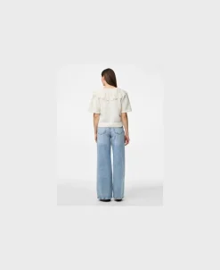 Dame Pieces PCABBY SS LACE COLLAR KNIT CARDIGAN