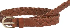 Pieces PCAVERY LEATHER BRAIDED SLIM BELT N Cognac Clearance