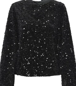 Pieces PCKAM LS DEEP BACK BOW TOP BC Striber/tern Outlet