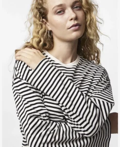 Pieces PCSADIE LS TOP NOOS Cloud dancer/black