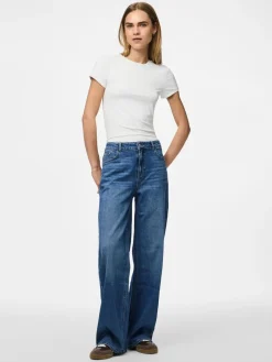 Pieces PCSILKE MW WIDE JEANS MB NOOS Blå New