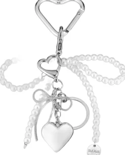 SUI AVA Pearly Bow Bag Charm White/silver Clearance
