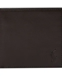 Polo Ralph Lauren Pebbled Leather Billfold Coin Wallet Brown Online