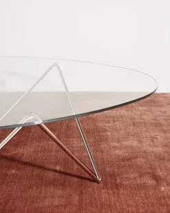 Gubi Pedrera Coffee Table Base: Chrome, Top: Transparent Glass
