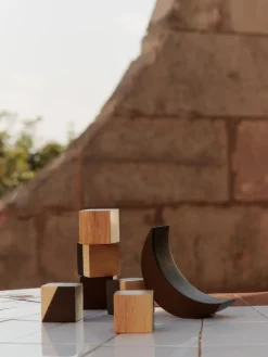 Børn Ferm Living Phase Building Blocks - Natural/Dark stained