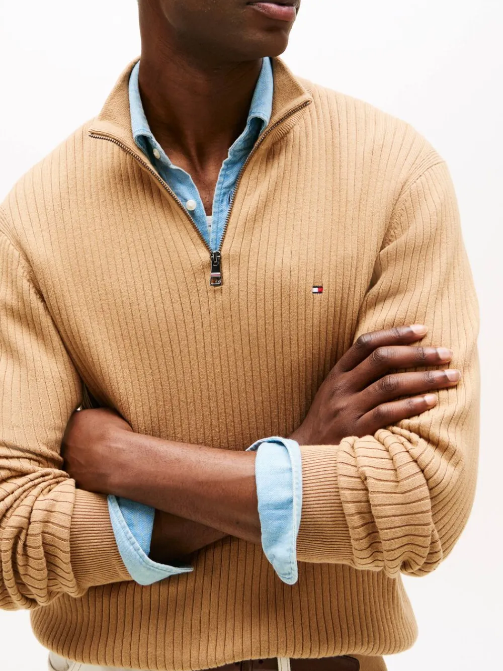 PIMA CTN CASH STRUCTURE ZIP MOCK>Tommy Hilfiger Discount