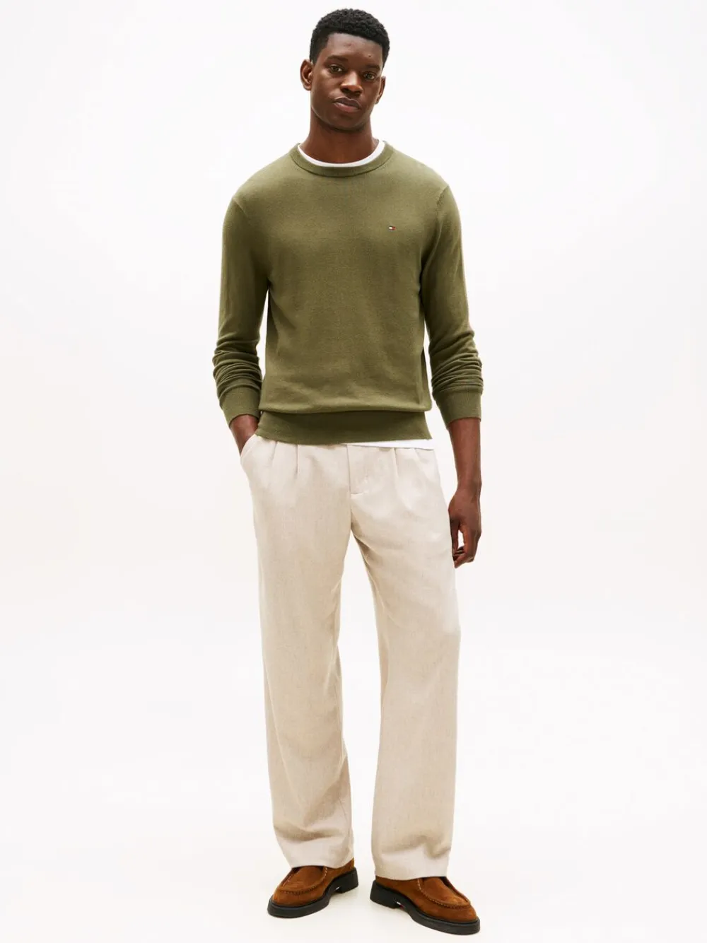 Tommy Hilfiger PIMA ORG CTN CASHMERE CREW NECK Huntsman green New