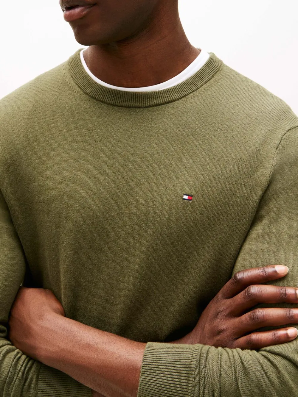 Tommy Hilfiger PIMA ORG CTN CASHMERE CREW NECK Huntsman green New