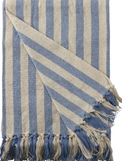 Plaid, Stribet-Lys Royal/Natur, 130x180 cm>AU Maison New