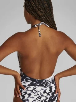 Calvin Klein PLUNGE NECKLINE ONE PIECE Ck shell aop Clearance